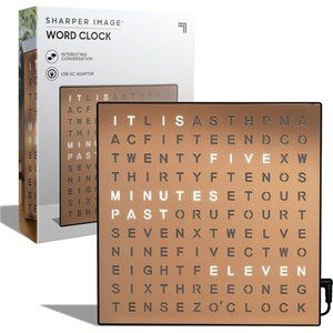 LED Light-Up Word Clock,7.75" Modern Design,Electronic Accent Wall or Desk Clock